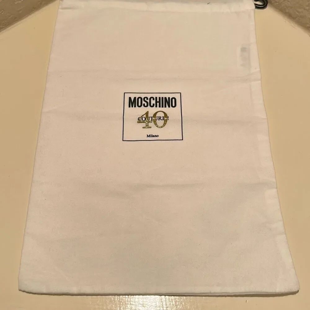 Moschino Couture 40 Dust Cover White Drawstring Top Bag Luxury Storage Travel
